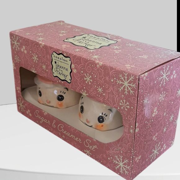 Johanna Parker Design Christmas Snowman Sugar and Creamer Set Carnival Cottage - Picture 5 of 6